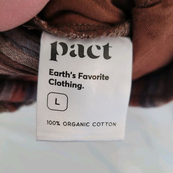 Pact Pants Woman Large Brown Striped Organic Cotton Cropped Gauze Boho - Picture 6 of 15